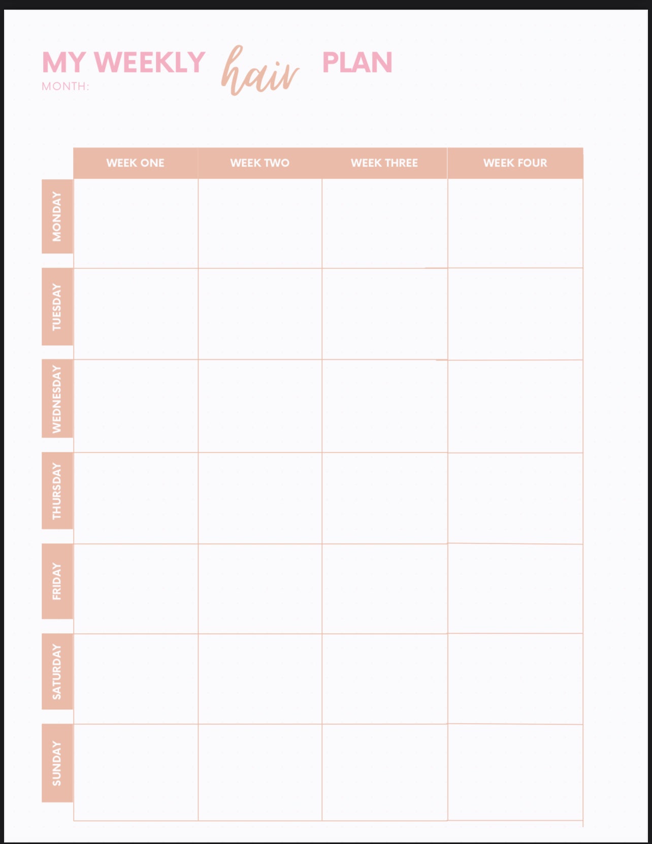 Digital Natural Hair Planner